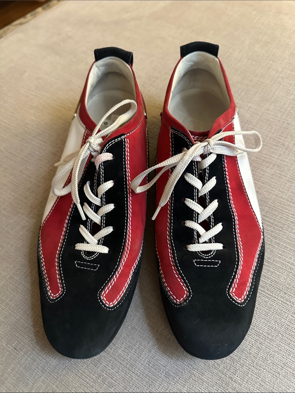 Women’s Red, Black & White Retro Lace-Up Sneakers